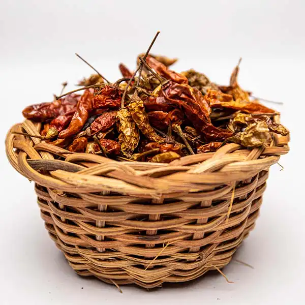 Dried chilli pepper at Etablissement Lingofe